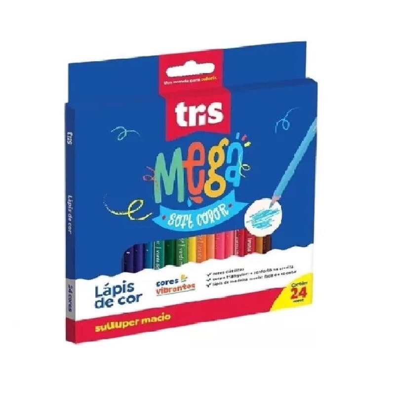 Lápis de Cor Mega Soft Color TRIS - 24, 36 48 Cores.