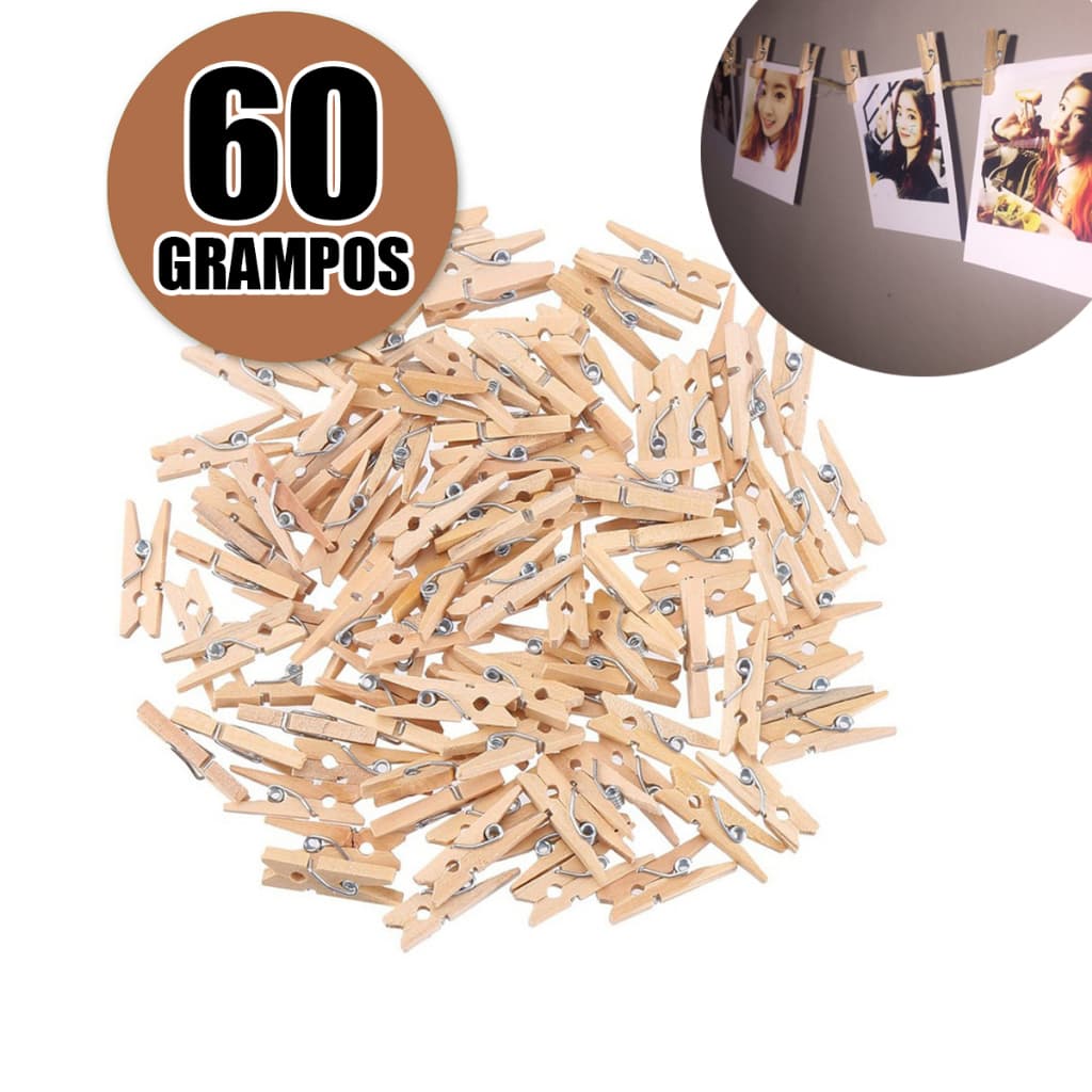 60 Mini Prendedores Pregador - Lembrancinhas - Fotos 2,5cm