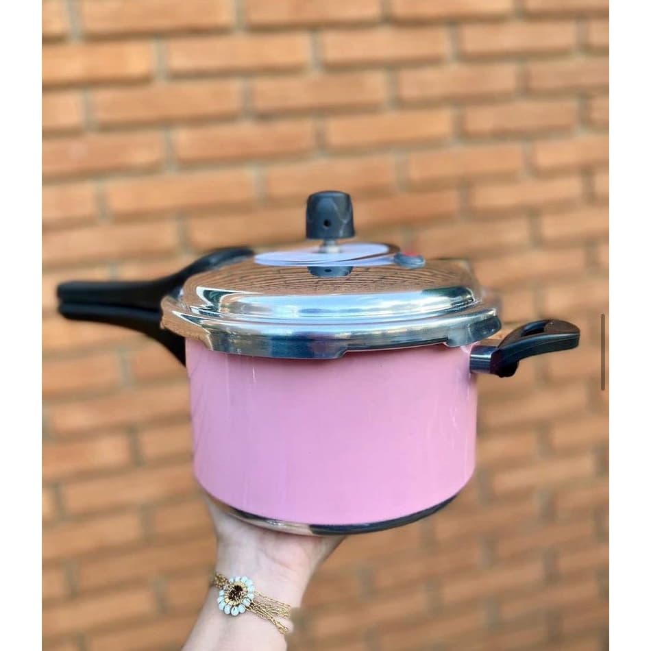 PANELA DE PRESSÃO 2,5 LITROS - FECHAMENTO EXTERNO - ROSA BARBIE