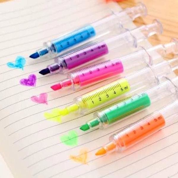 Caneta Seringa Marca Texto e Esferográfica