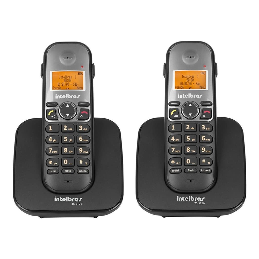 Telefone Sem Fio Preto Intelbras Viva Voz e Identificador de Chamadas Bina e 1 Ramal