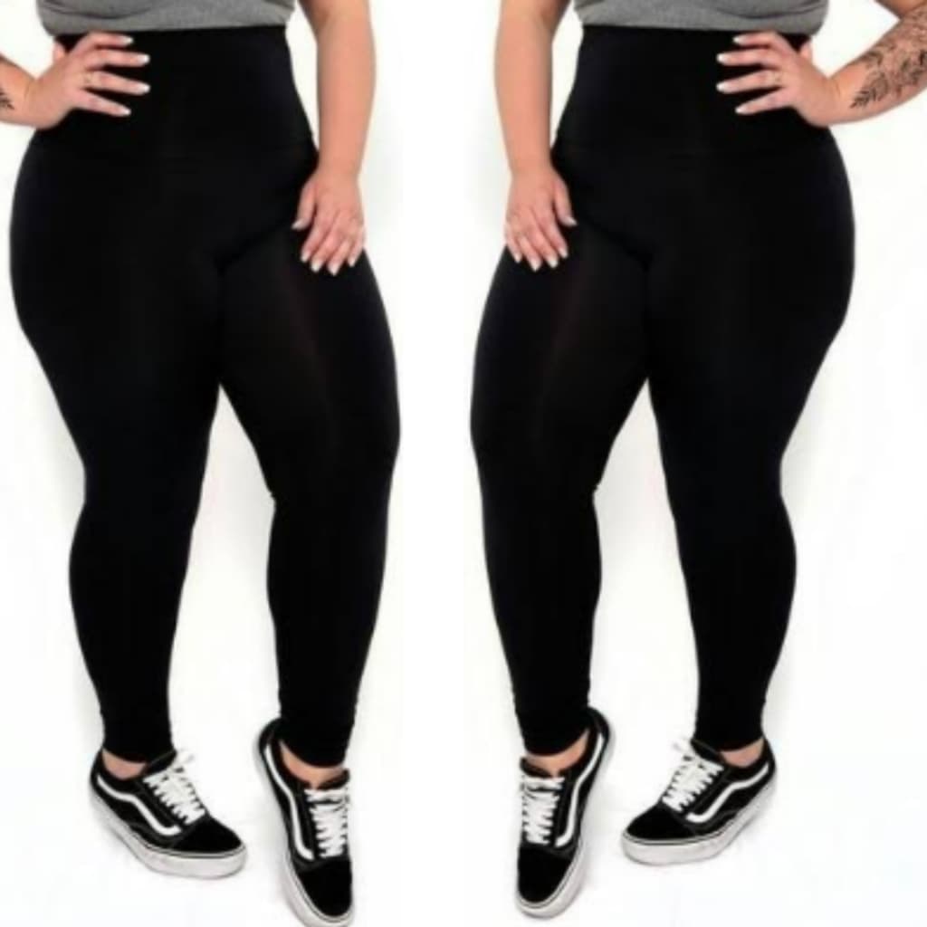 Kit 1 a 3 Calças Legging Plus Size G1 G2 G3 Cós Cintura Bem Alta Suplex Poliéster e Elastano Tamanhos Especiais