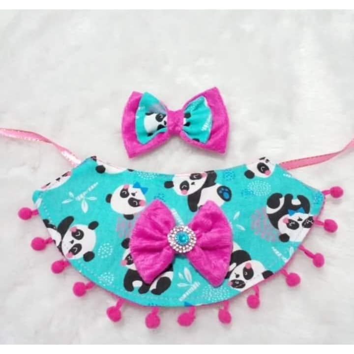 Kit com 5 Golas e 10 Laços Pet Roupinha Fêmea com Pompom para Gatos e Cachorros Pet Shop e BanhoTosa