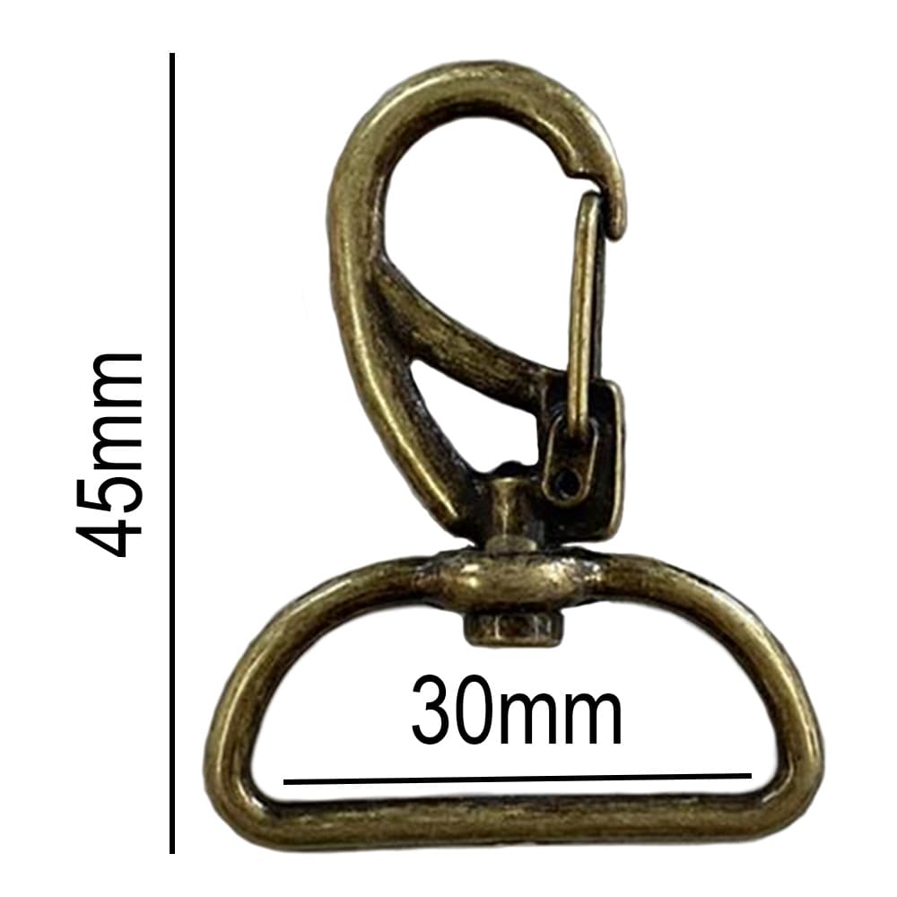 10un Mosquetão 30mm Ouro Velho Fecho Gancho Alça Bolsas Mochilas