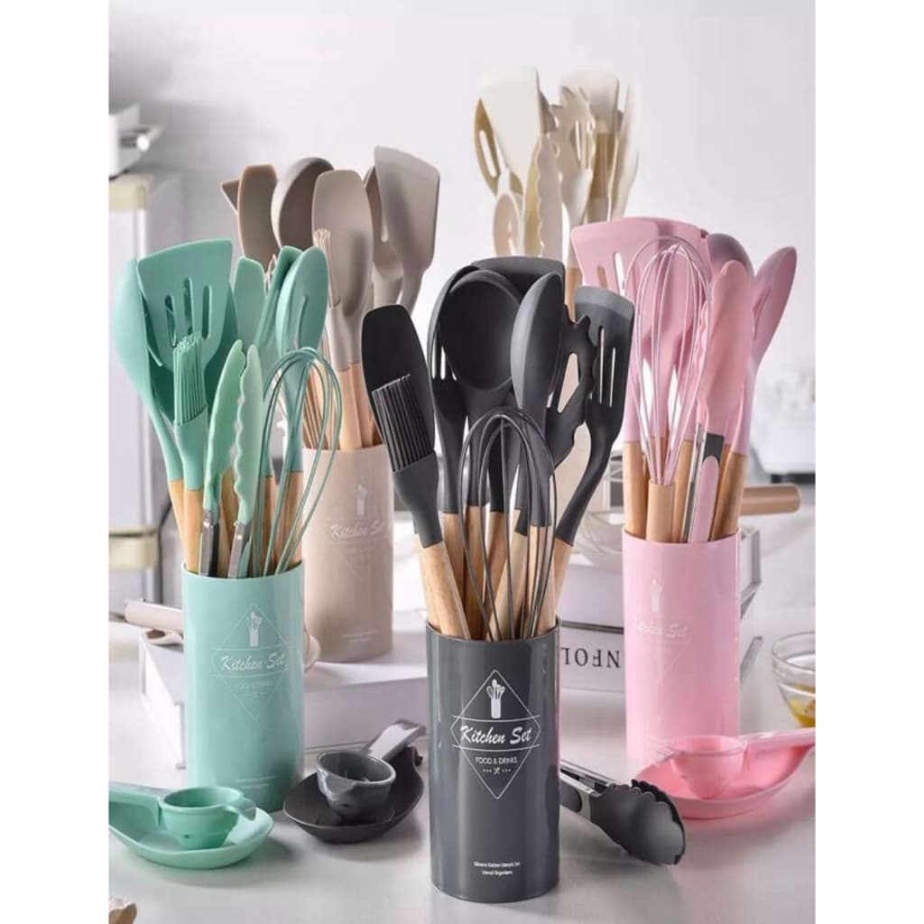 Conjunto 12 Peça Utensílio De Silicone Para Cozinha Pequeno