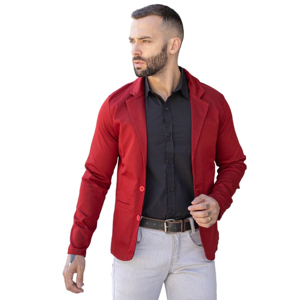 Blazer Slim Fit Masculino Esporte Fino/Moderno/Traje Esporte Fino/Blazer Slim Vermelho