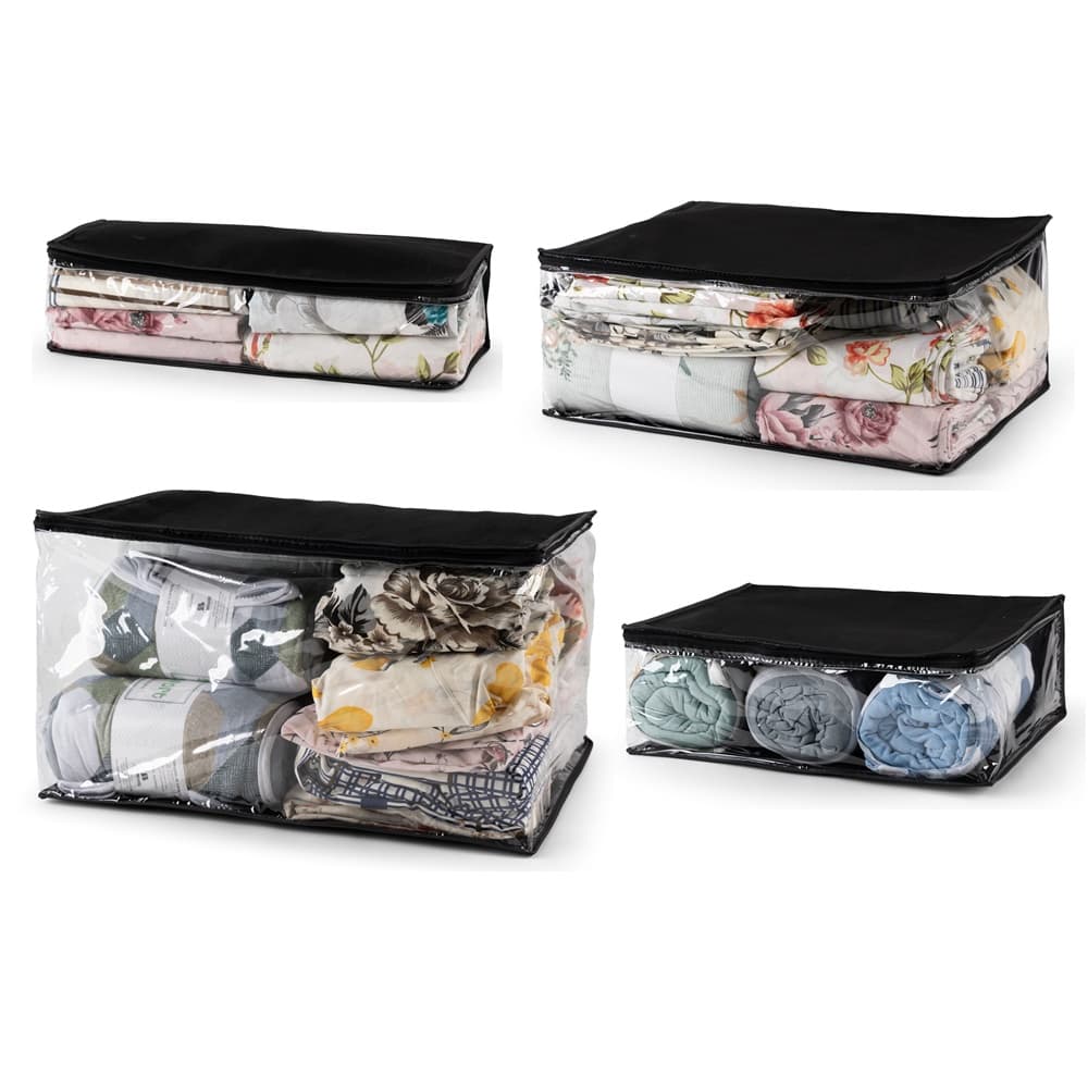 Kit 4 Organizadores Multiuso Respirável  PP/P/M/G Saco/Embalagem TNT Reforçado Com Zíper