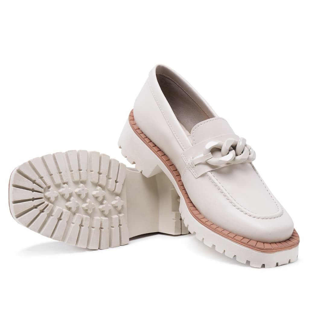 Mocassim Sapato Feminino Plataforma Oxford Fivela Trançada