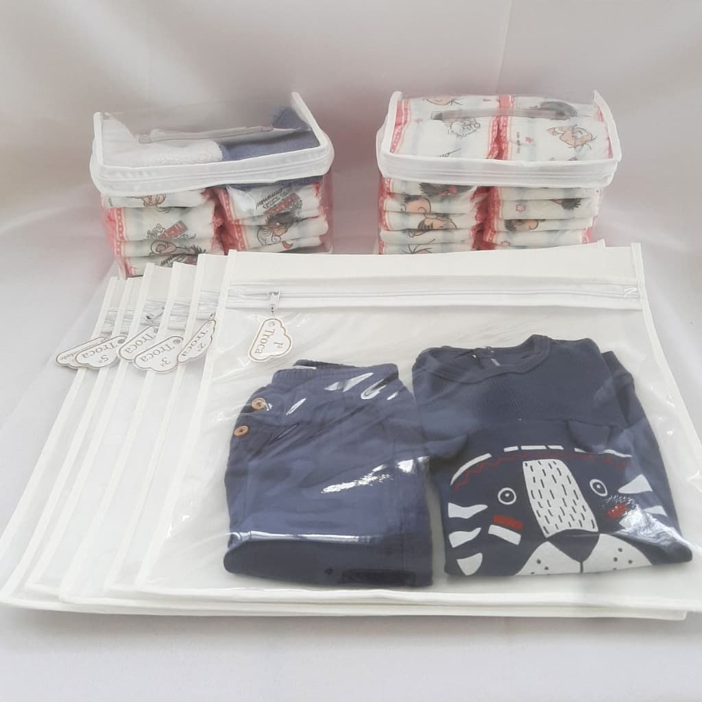 Kit 6 Saquinhos Organizador Mala Maternidade Bebe Gestante TAG + 2 Necessaire Porta Fraldas Remédio.
