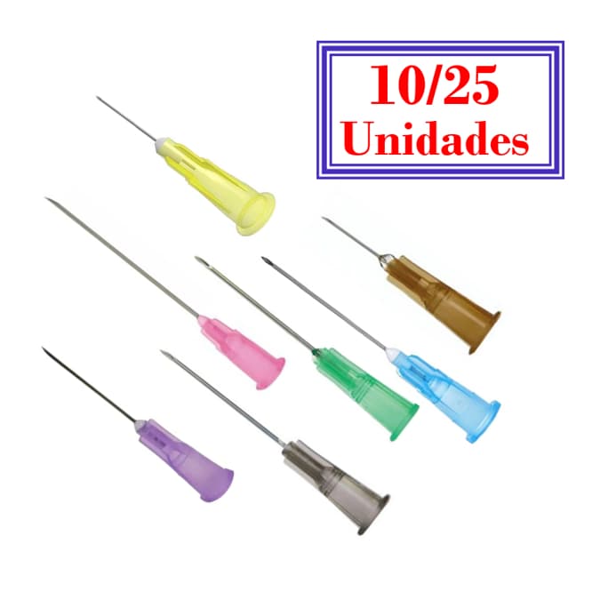Kit 10/25 Unid Agulha Hipodérmica para seringas Vários Tamanhos