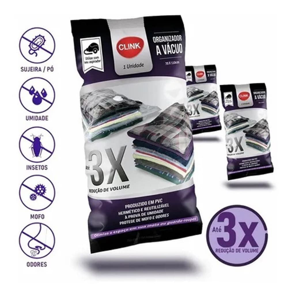 Kit 5 ou 3 Saco A Vácuo 70x110 Grande Organizador Edredom Coberto Mala Roupa De Cama