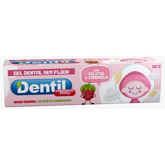 Creme Dental Dentil Baby Sem Fluor Com Xilitol Camomila  Morango 50G