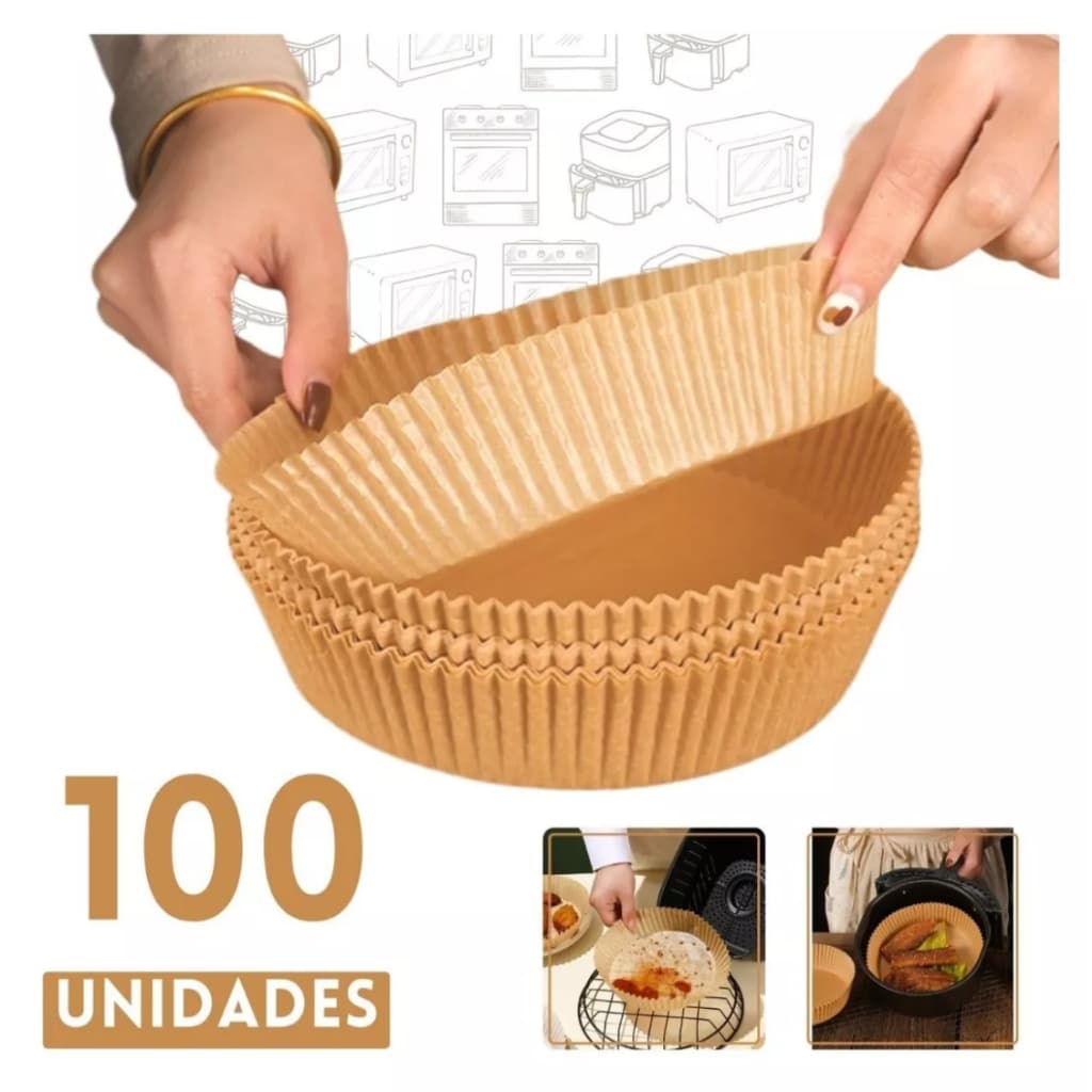 Forma De Airfryer Descartável Redondo Antiaderente Para Cozimento Papel Fritadeira Cozimento