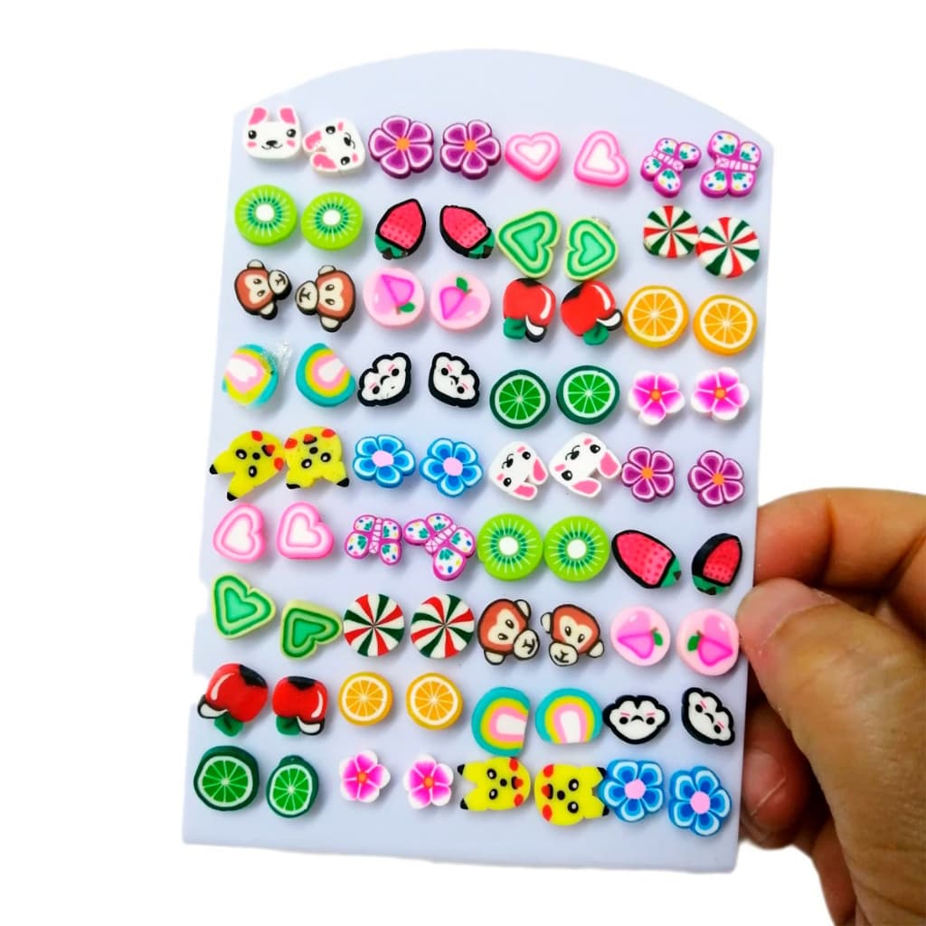 kits 12/36 pares Brincos Infantis Frutinhas Acrílico em formato kids