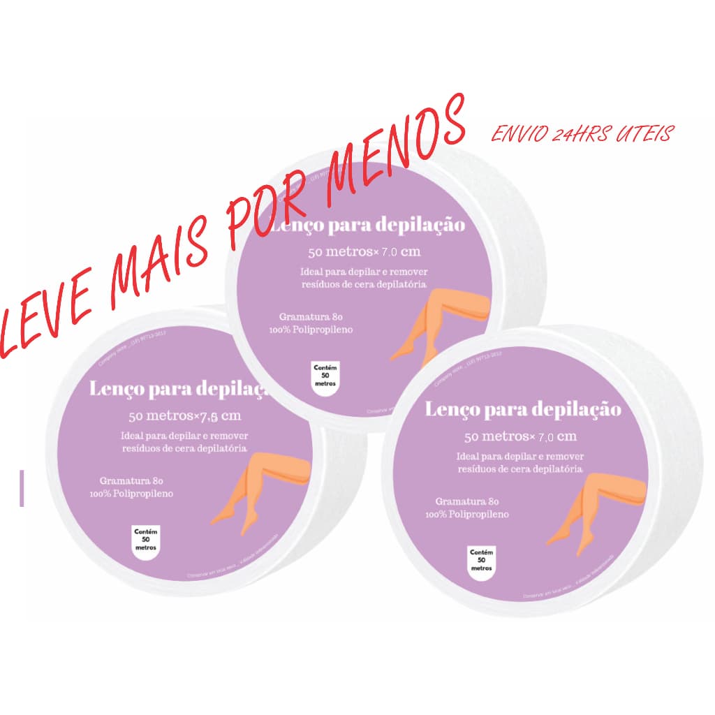 Tnt Para Depilaçao Kit c/03 ROLOS, ENVIO RAPIDO 24HR UTEIS Gramatura 80% 50Mts.Papel para Depilaçao,