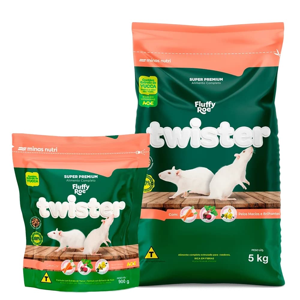 Ração para Twister - FLUFFY ROE TWISTER - Super Premium - 900 g