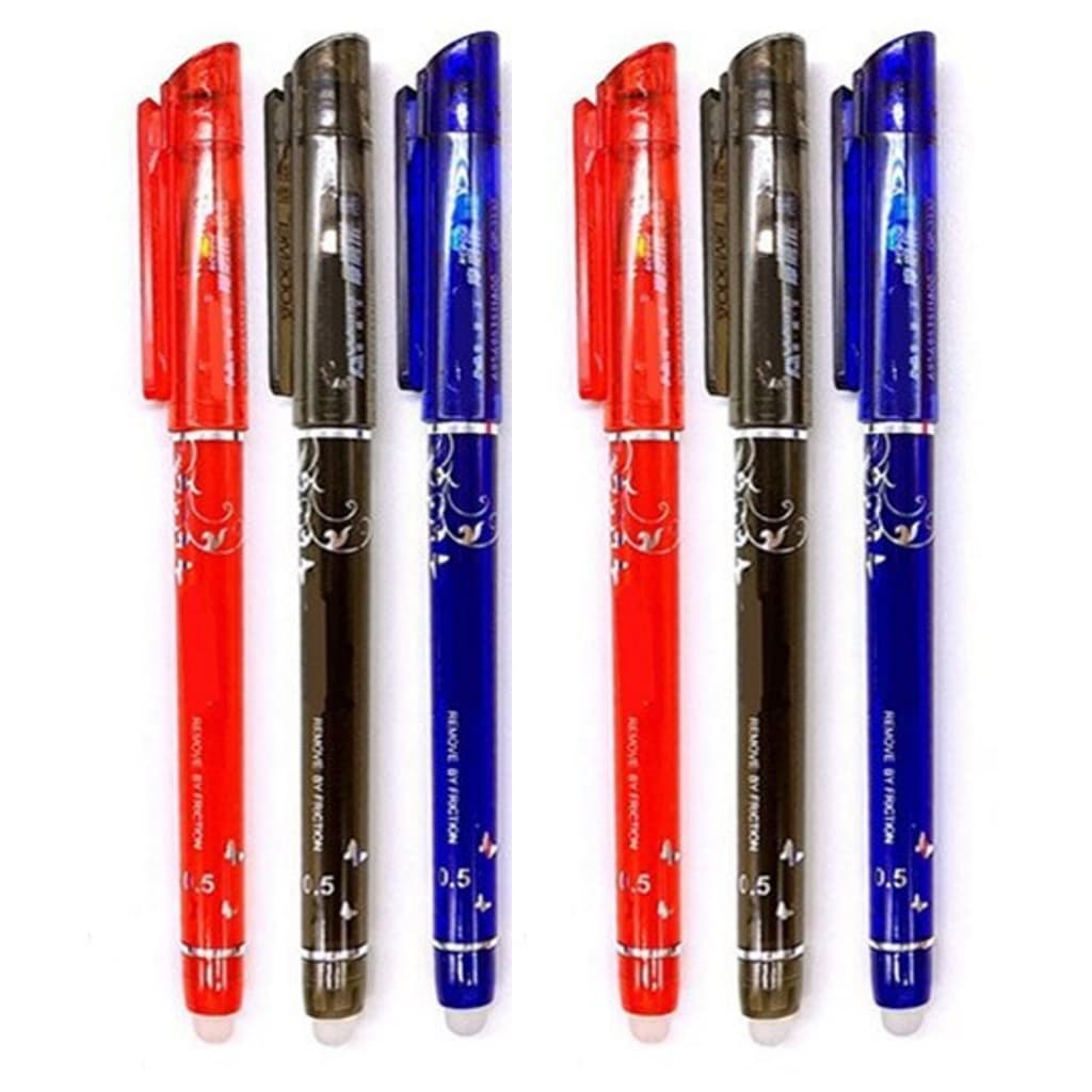 6 Canetas Gel Apagável Ponta 0.5mm Caneta Mágica