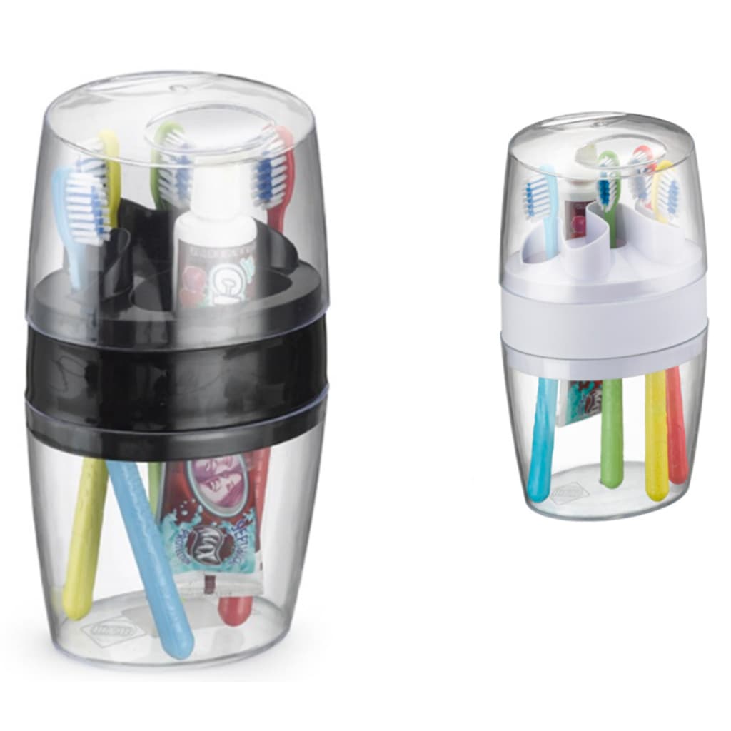 Porta Escovas de Dente e Pasta c/ Tampa Móvel Plástico Dispenser Banheiro Arthi PROMOÇÃO