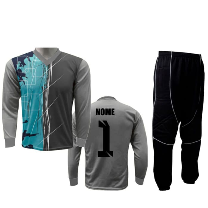 Kit Goleiro Camisa c/ Nome Adulto + Calça Profissional Almofadada Proteção Laterais