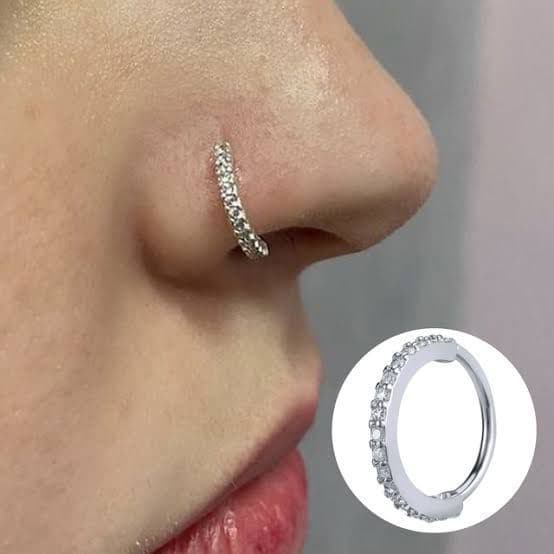 Piercing Nariz Cartilagem Argola Cravejado Strass