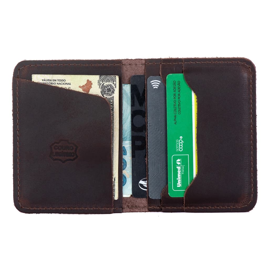 Carteira Porta Cartão Masculino Pequena 100% Couro Legítimo Compacta