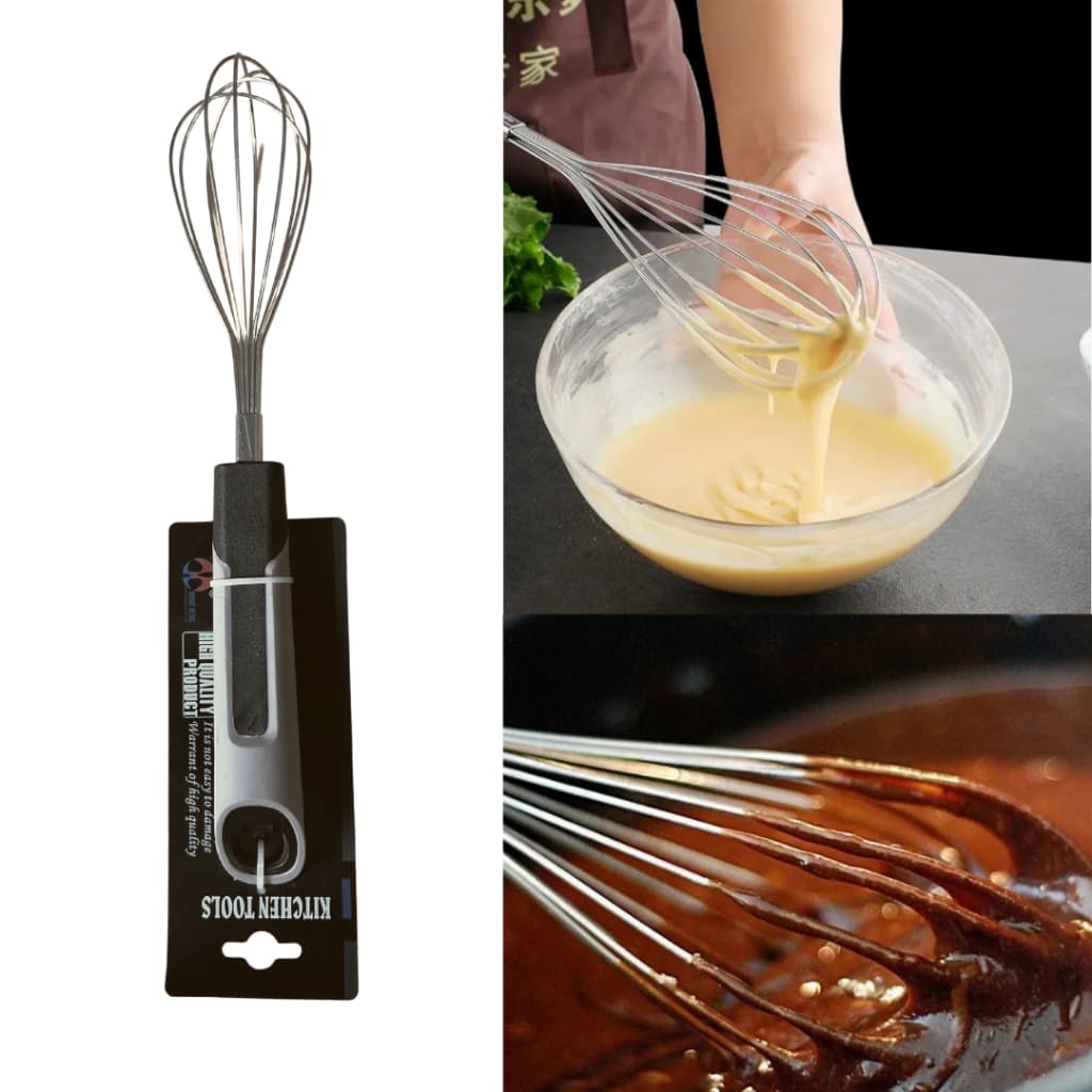 Batedor De Ovos Fouet De Silicone 30cm e 27cm Aço Inox