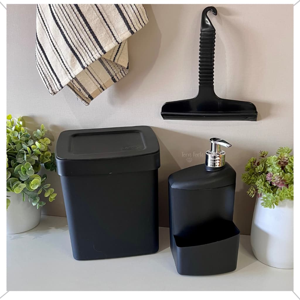 Kit Pia Cozinha Kit De Pia Lixeira De Pia 2,5L Porta Detergente Esponja Bucha Rodinho