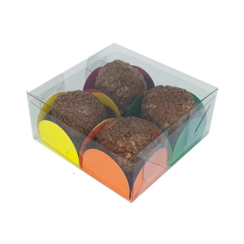 40 Caixas de Acetato toda Transparente 7x7x4 caixinha para 4 docinhos brigadeiro gourmet 4x7x7