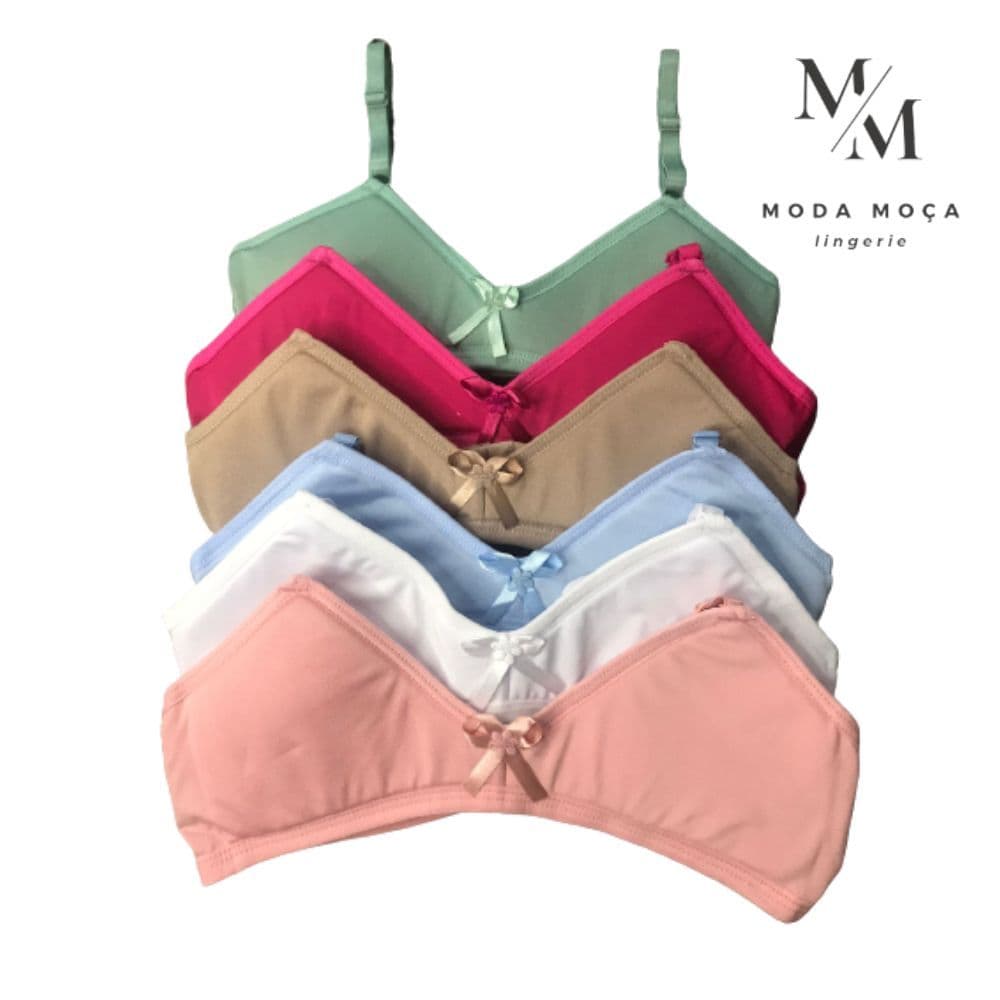 KIT 3 Sutiã  Menina Moça Infantil Lingerie  Liso Sem Bojo e Com Espuma