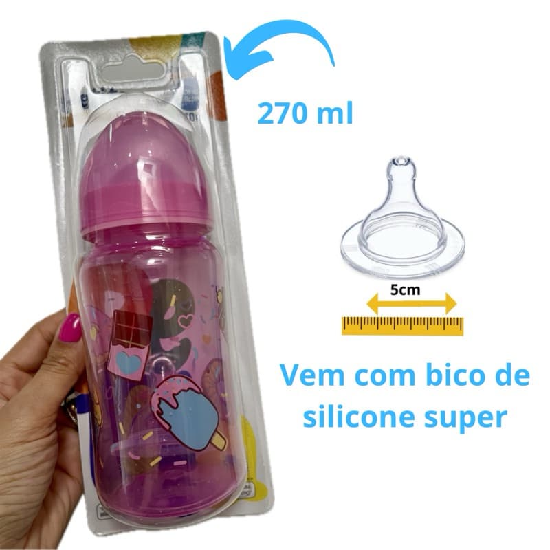 Mamadeira 270ml Com Bico Super Menino Menina Petita