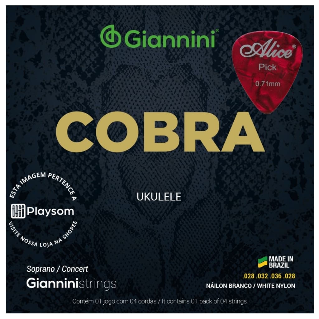 Cordas Ukulele Soprano e Concert  Nylon Branco Giannini - Jogo Completo