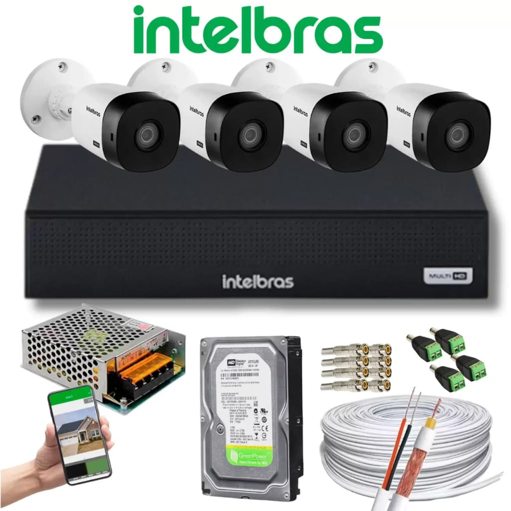 Kit Intelbras 4 Cam 1220b Fullhd Dvr Mhdx 3104 Full Hd C/ Hd Completo