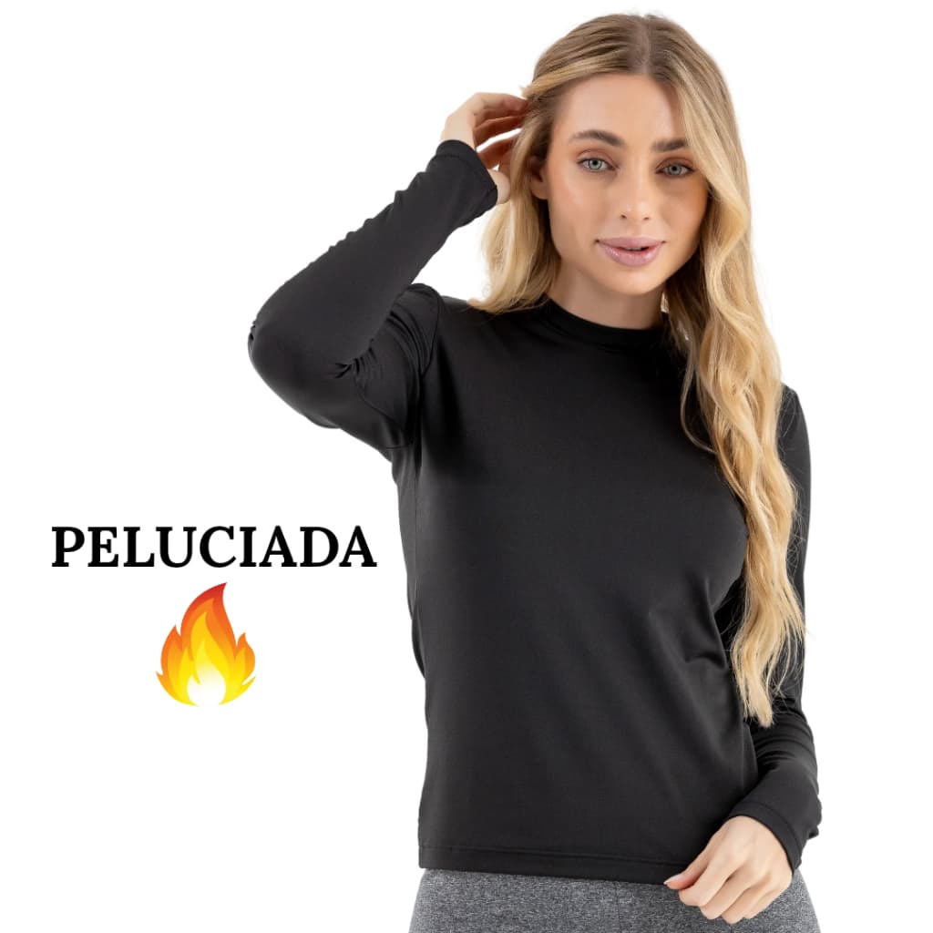 Blusa Térmica Peluciada Segunda Pele Quentinha Inverno Frio Suplex com Elastano