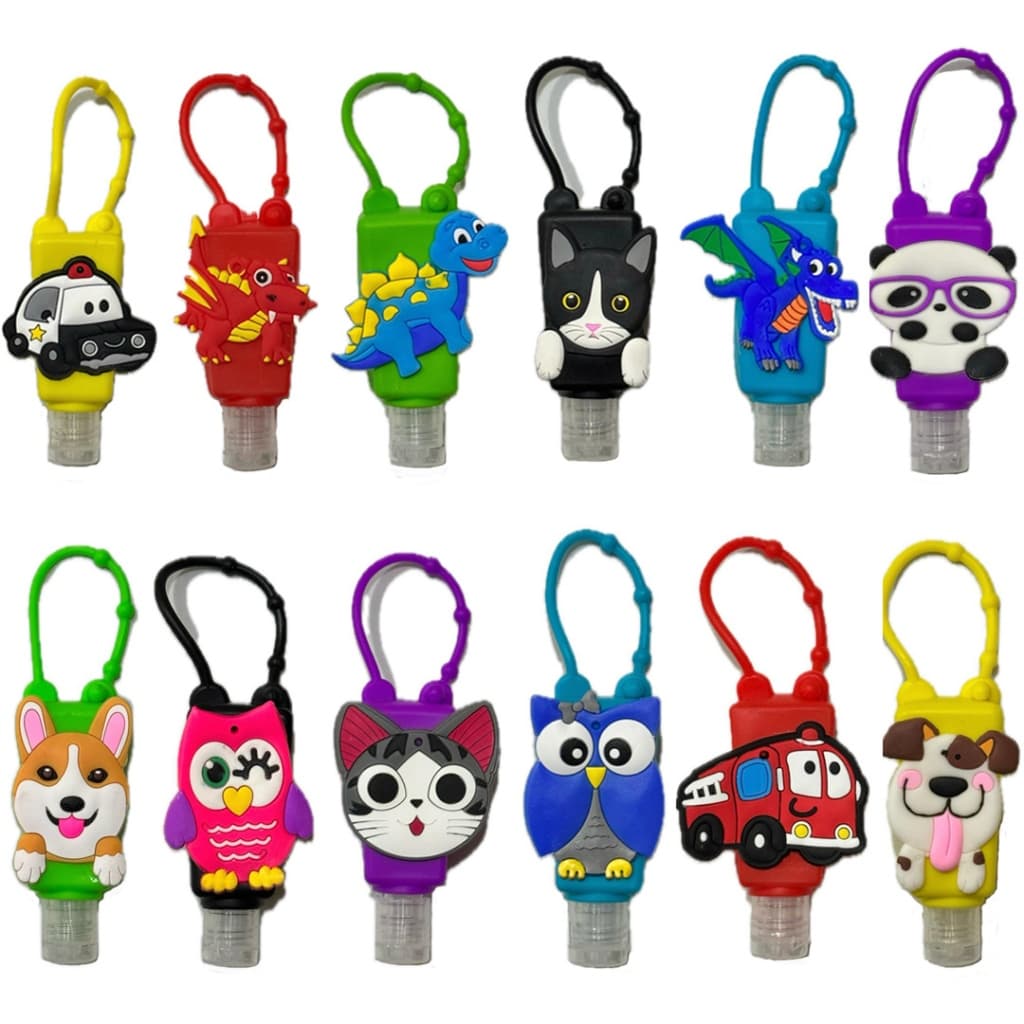 Frasco Porta Álcool Gel Mochila Chaveiro Silicone Infantil