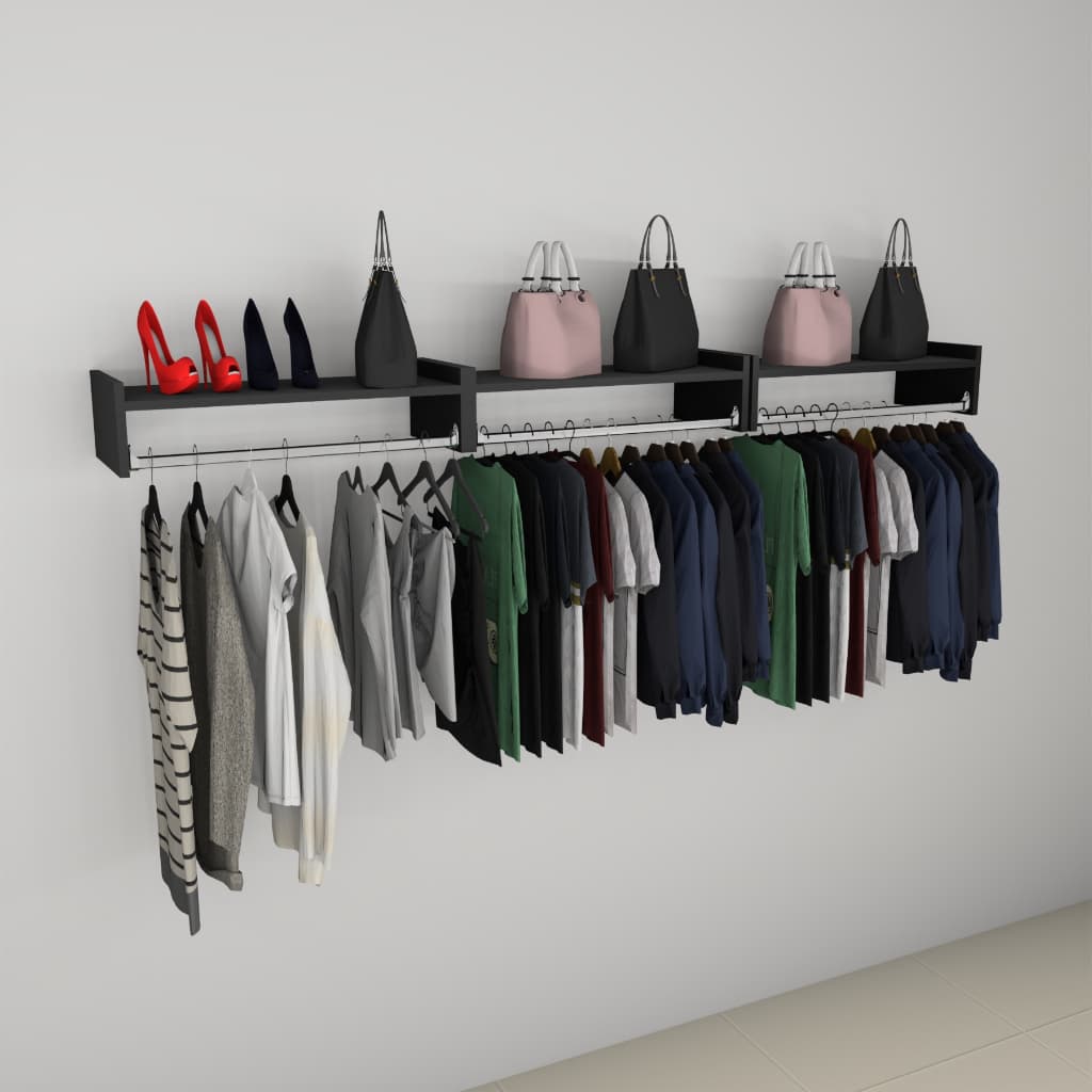 Guarda Roupas 3 Cabideiro de Parede Arara de Roupas Quarto