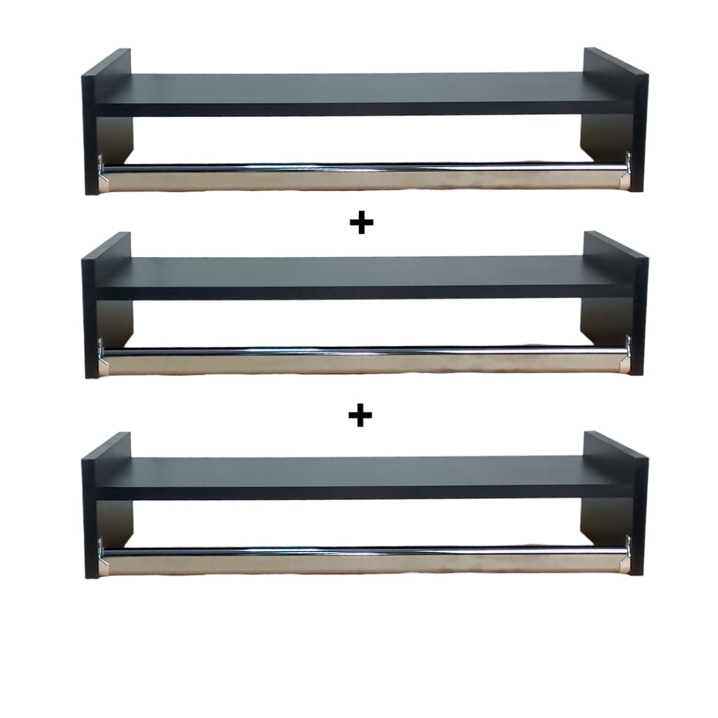 Kit 3 Cabideiro de parede Arara de Roupas Quarto Closet