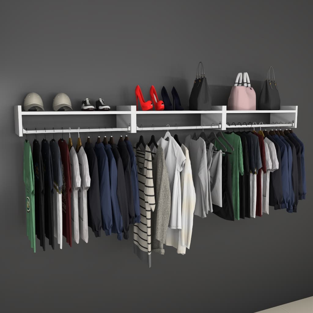 Kit 3 Un. Cabideiro de Parede - Arara para Roupas