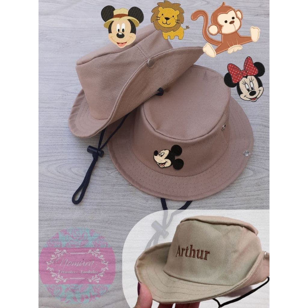 Chapéu Boné Infantil Safari Caqui  / Australiano / Pesca / Praia Personalizado Nome Bordado ou Logo Sol bebê