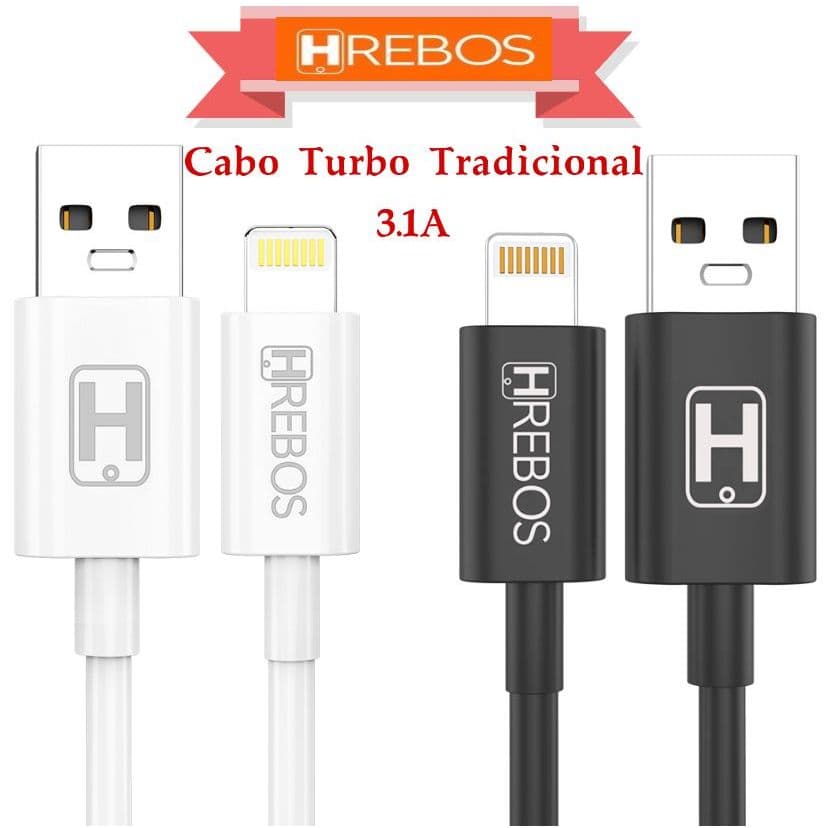 Cabo Lightning Turbo 3.1A iPhone Tradicional Carregamento Rápido original Hrebos Hs-79 028I