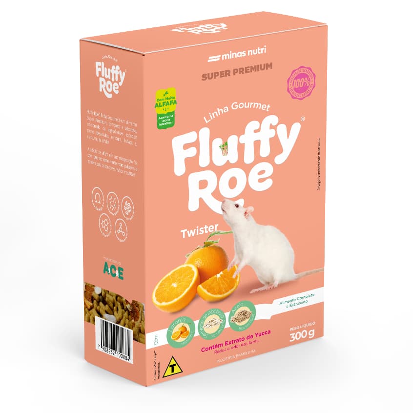 Fluffy Roe Twister Gourmet - 300g Alimento Super Premium - Minas Nutri
