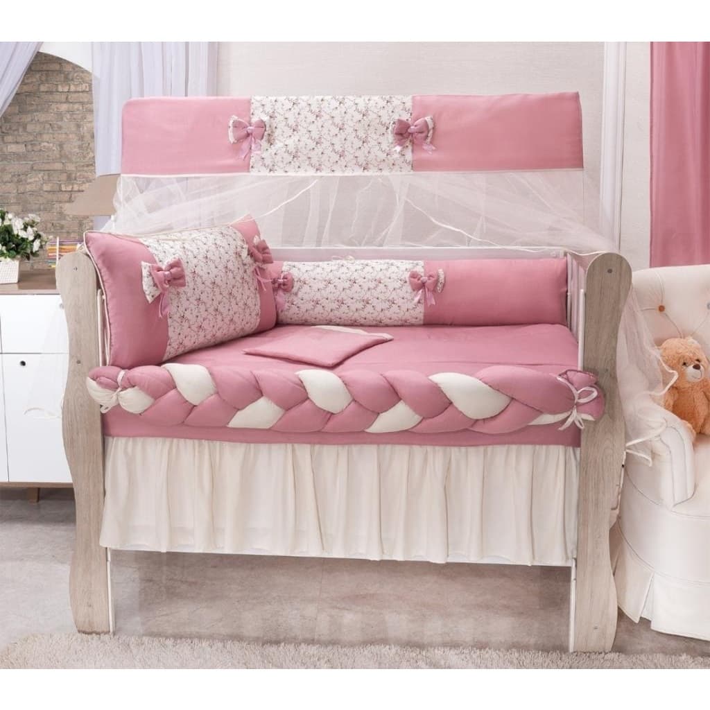 Kit Berço Americano Completo Trançado Menina Menino 9 Peças