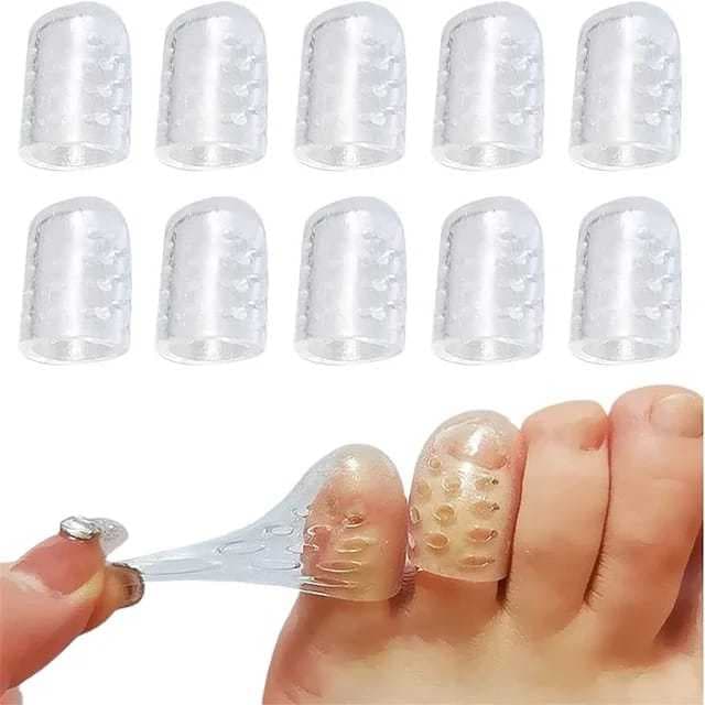 5 Pares - Protetor De Dedos Dos Pés Silicone Transparente Dedeira Respirável