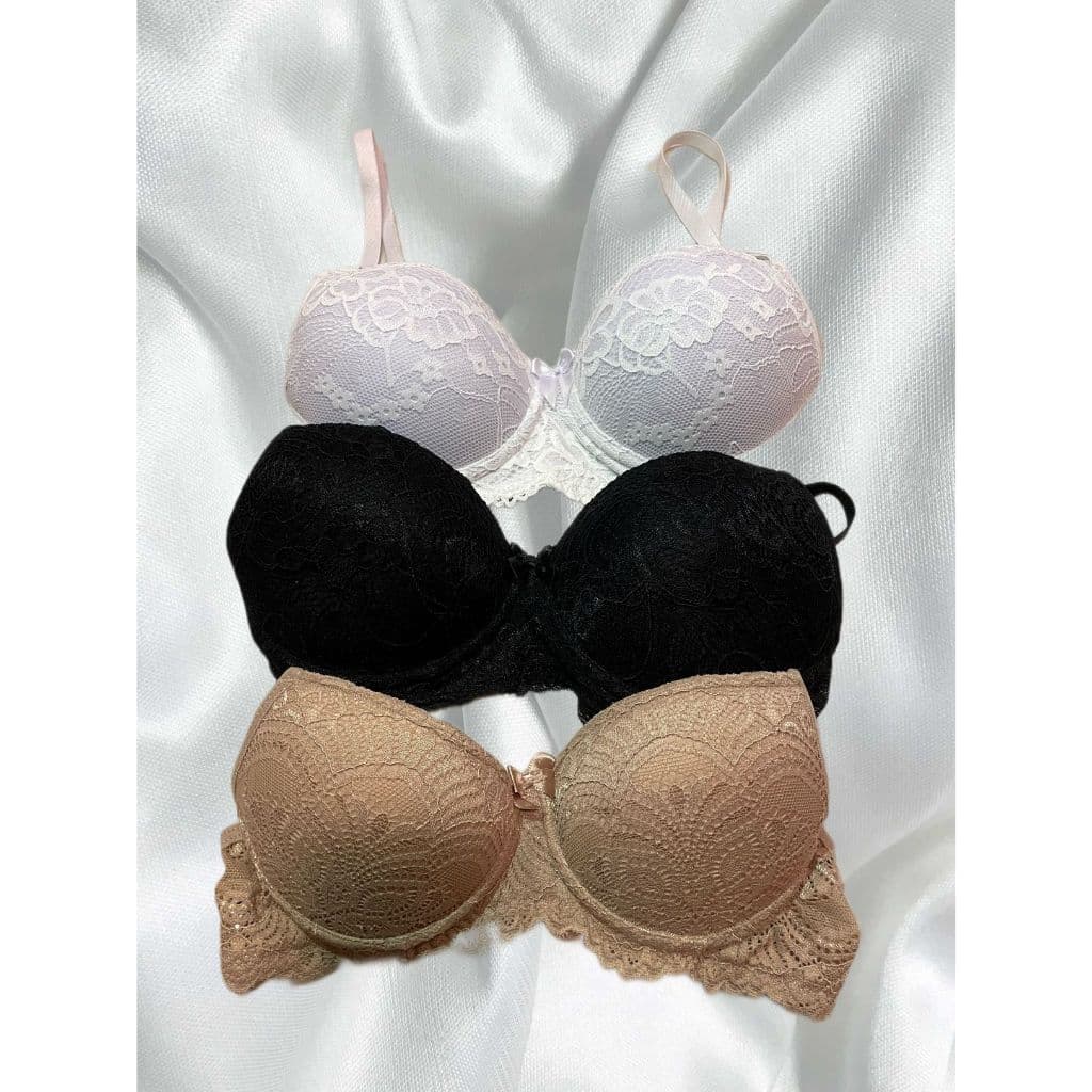 Três Sutiã Com Bojo e Renda COnforto Luxo Soutien Sutian Sutia 0209