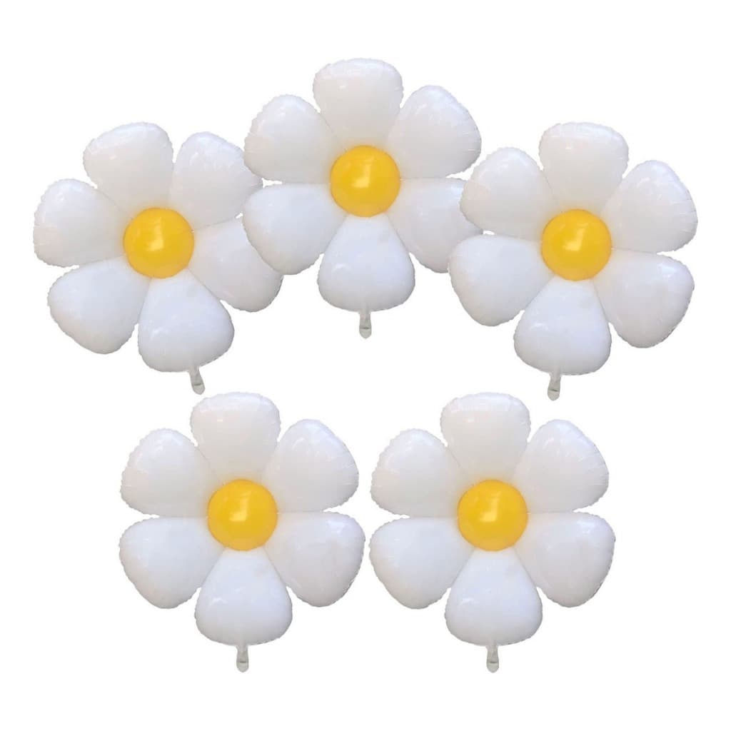 Kit 5 Balão Flor Branca Margarida Pequena 20cm Jardim Festa Decoração