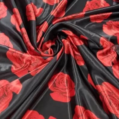 Tecido cetim estampado Rosas vermelhas (5 metros x1,40 metros)