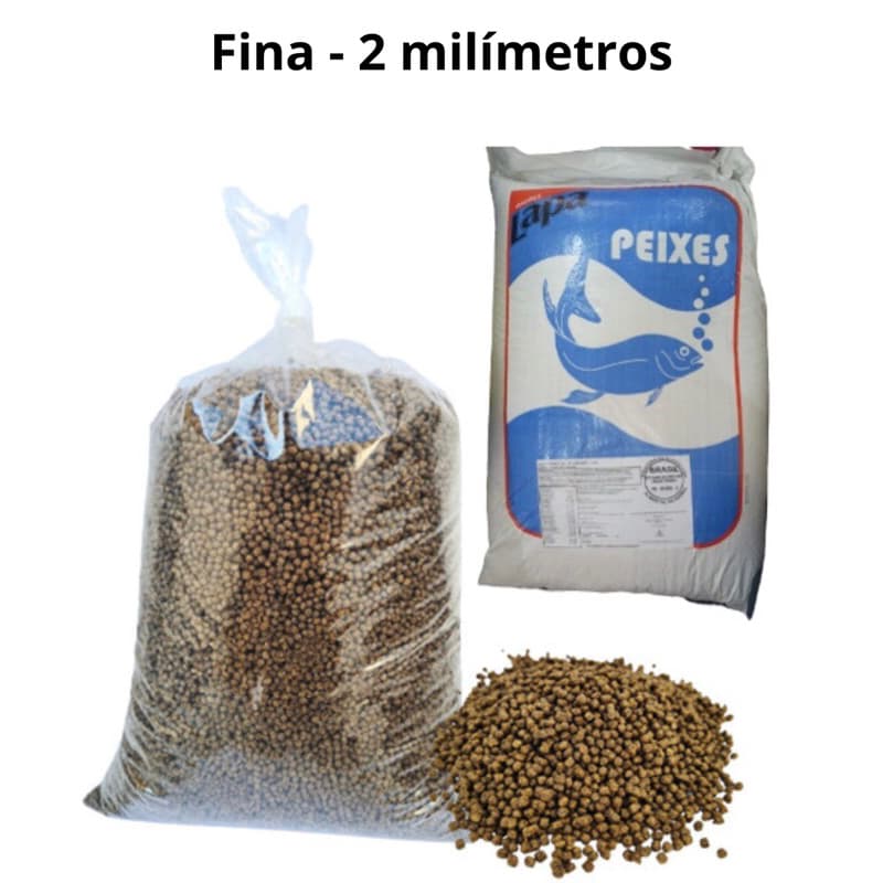 Até 5kg Ração Fina 2mm Engorda/Crescimento - Peixe Tilapia, Carpa - 28% Proteína