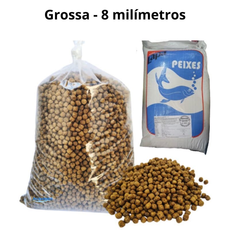 Até 5Kg Ração Grossa Peixe Tilapia/Carpa 8mm Engorda/Crescimento - 28% Proteína