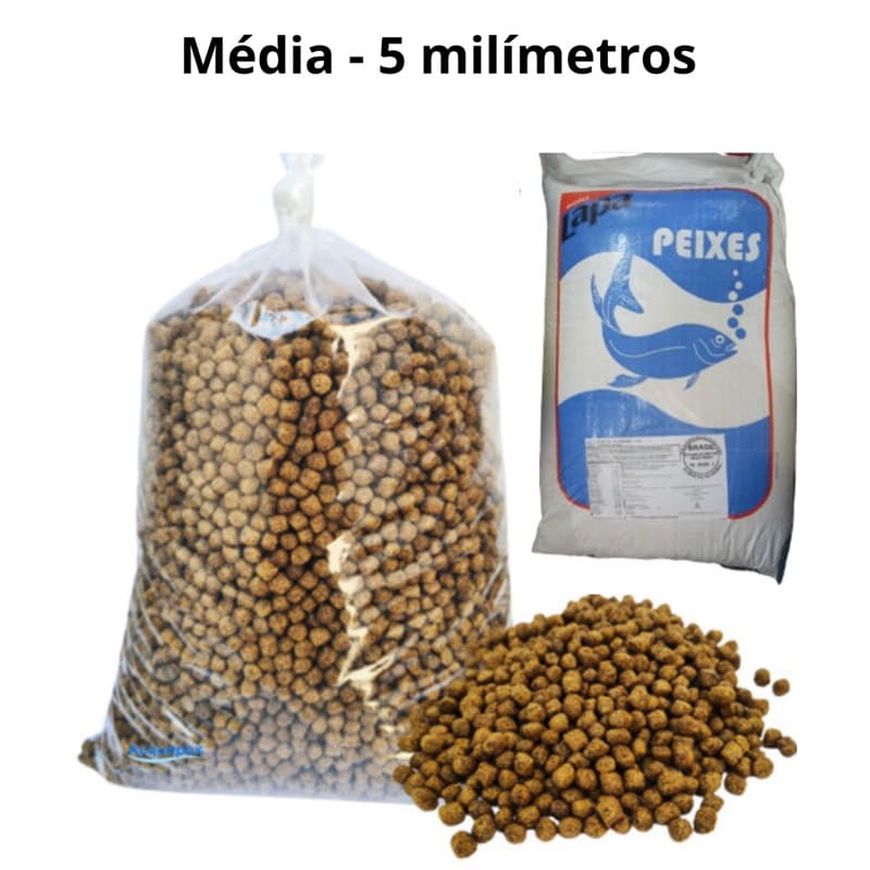 Ração Média 5mm Engorda/Crescimento 1Kg - Peixe Tilapia, Carpa - 28% Proteína