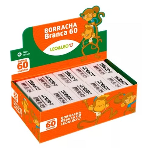 Borracha Branca Escolar  N°60 Caixa Com 60 Unidades -Leonora