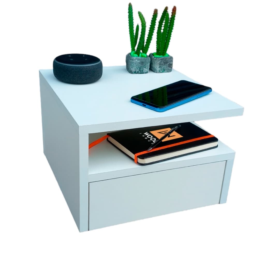 Mesa de Cabeceira Suspenso com gaveta e prateleira